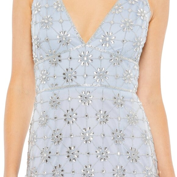 Mac Duggal Dress 93744 Powder Blue Embellished V Neck Sleeveless Gown Size 4 - Picture 2 of 5